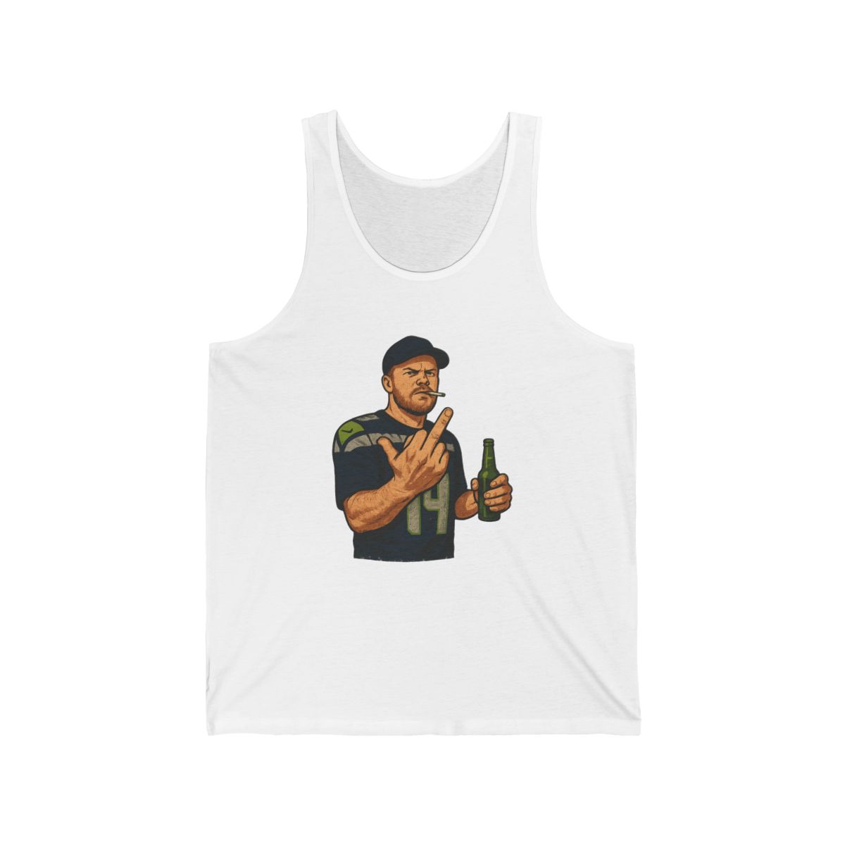 Meme Sam darnold Middle Finge bLACK 90s White Tank Top - Official tank-tops merchandise